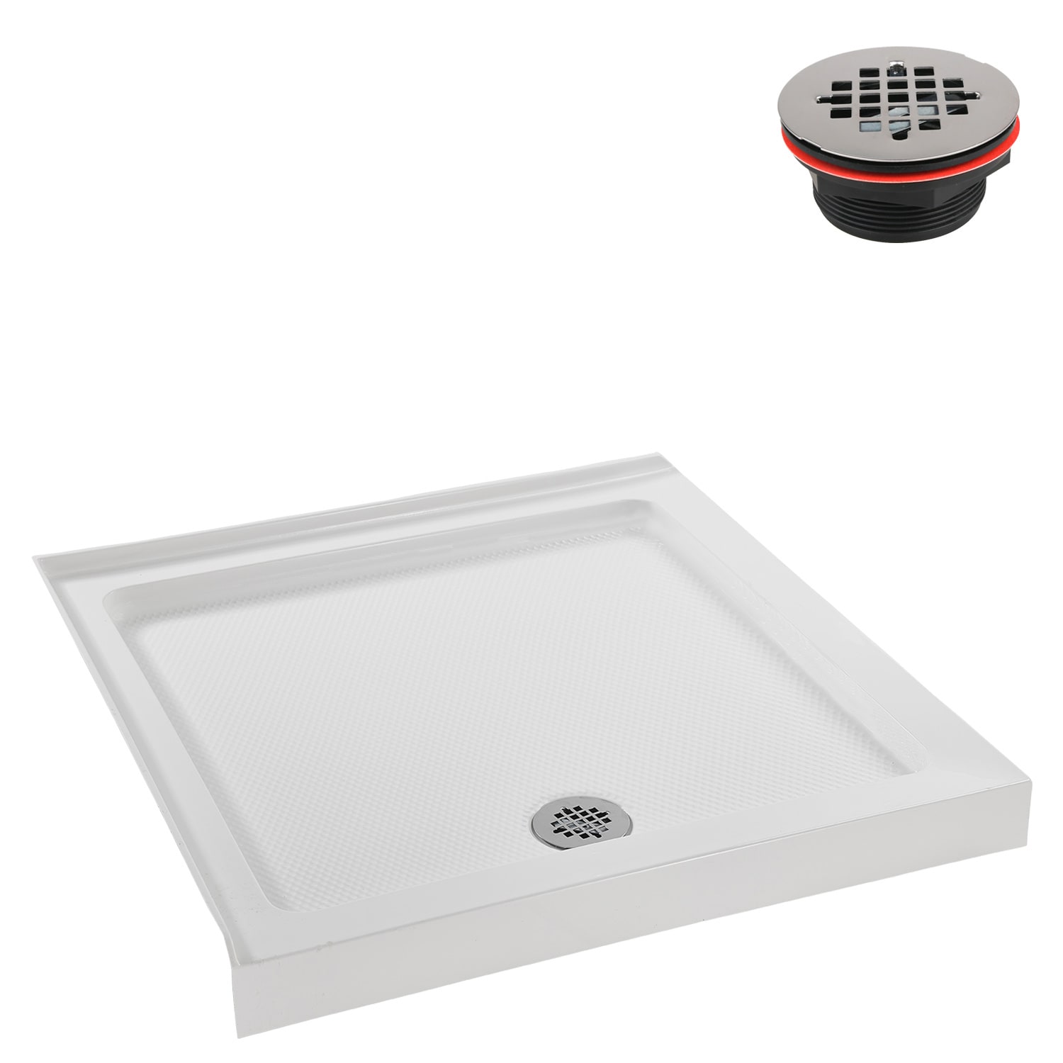 Streamline 36" White Acrylic Corner Shower Base with ABS Drain