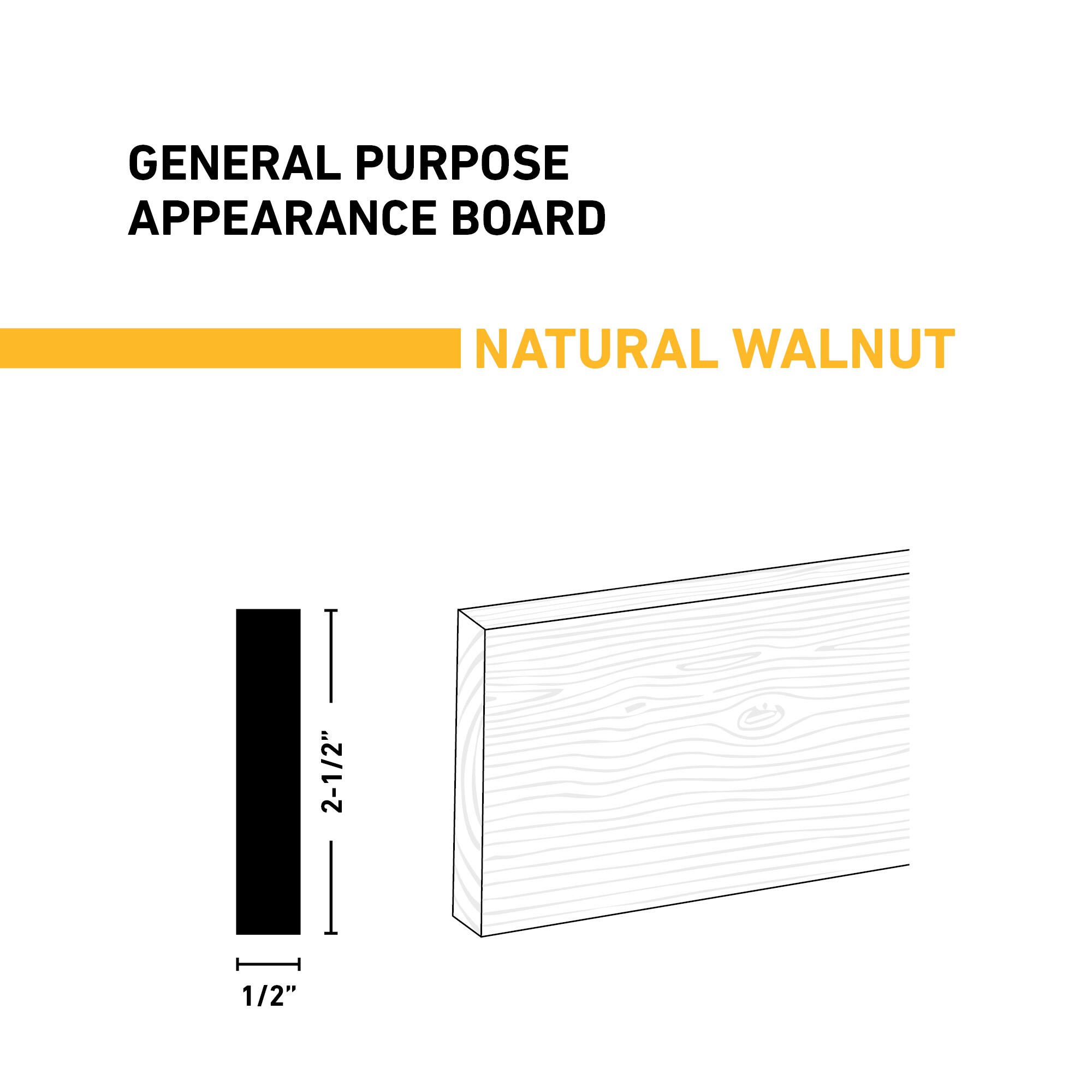Ornamental Mouldings BRDNAT 1-2X3X4WALN Appearance-Boards - View #2