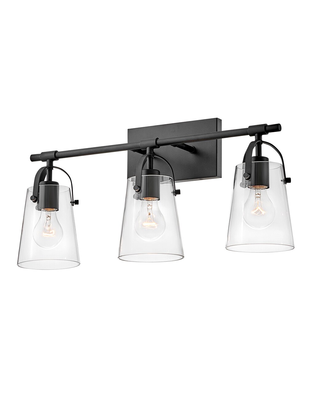 Foster Black and Clear Glass 3-Light Vanity Fixture
