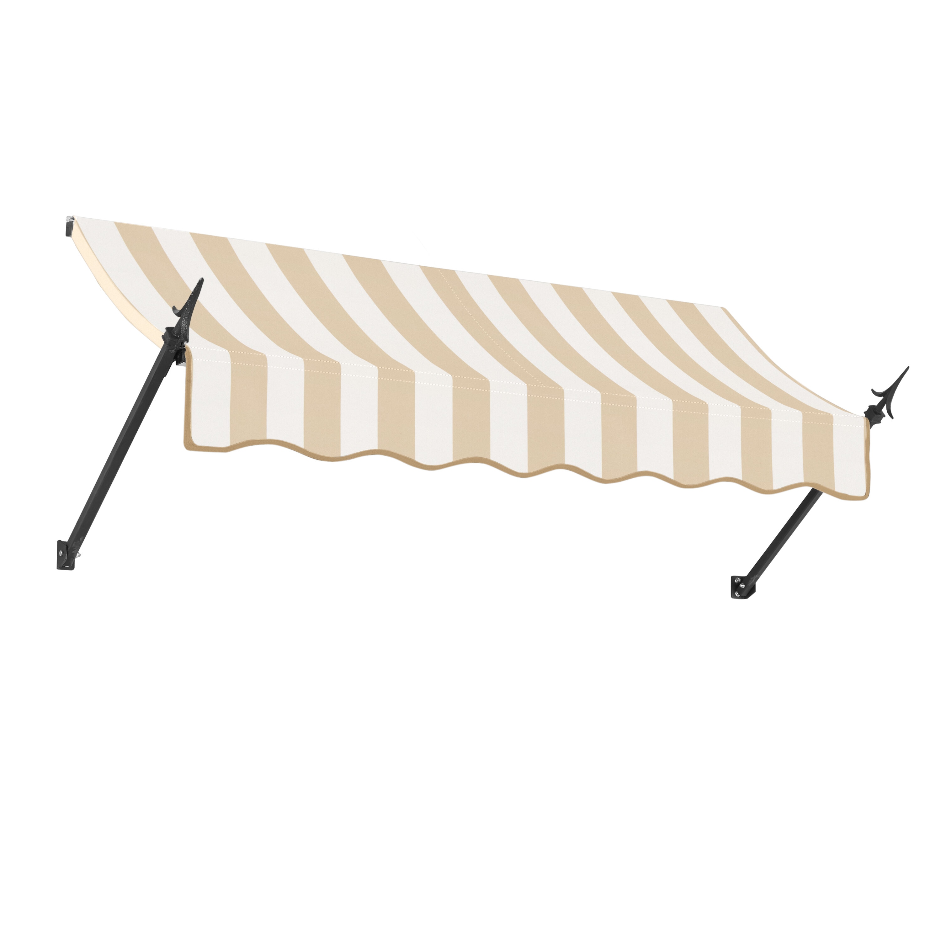 Awntech NO43-L-6LW New Orleans 76.5-in Wide x 32-in Projection x 48-in Height Fabric Linen/White Stripe Striped Fixed Window/Door Awning