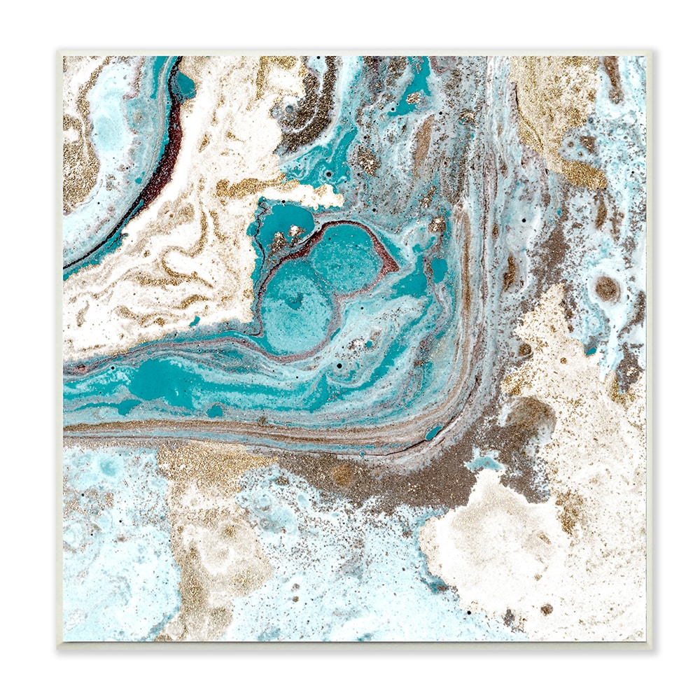 Abstract fluid turquoise contrast design blue brown Wall Art at 