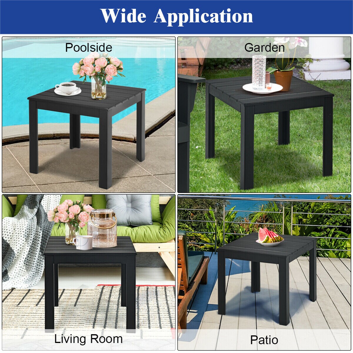 WELLFOR DOZN70304BK Patio-Tables - View #6