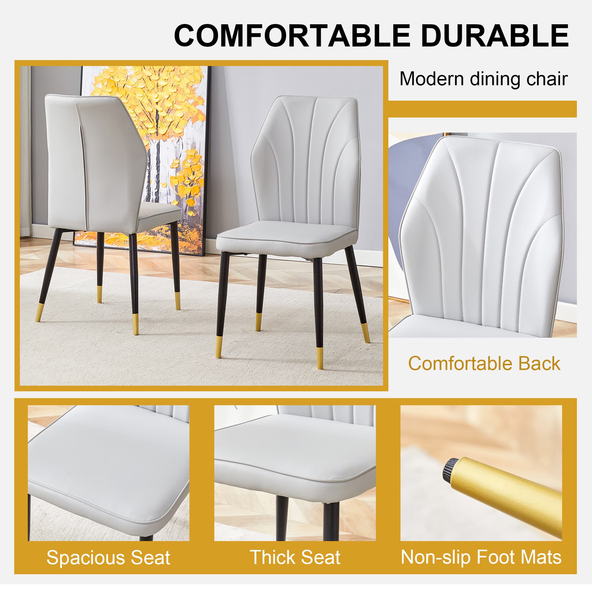 Vynxaria LEXY0083-DJCY-8GRY Dining-Chairs - View #3