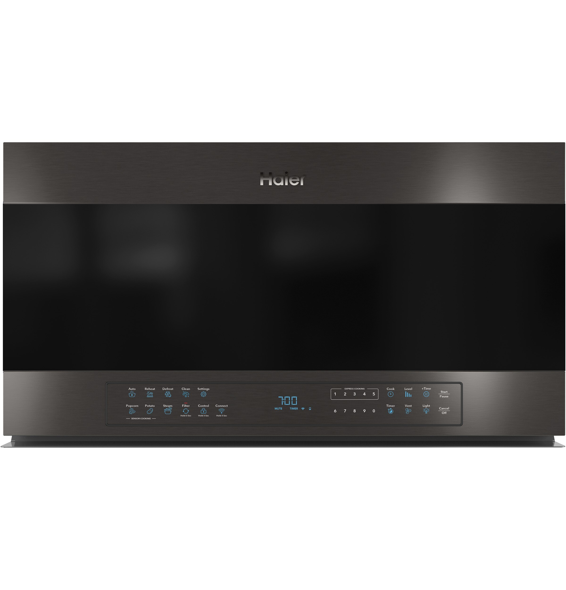 Haier QVM7167BNTS Scan-to-cook 1.6-cu ft Over-the-Range Microwave with Sensor Cooking (Black Stainless)