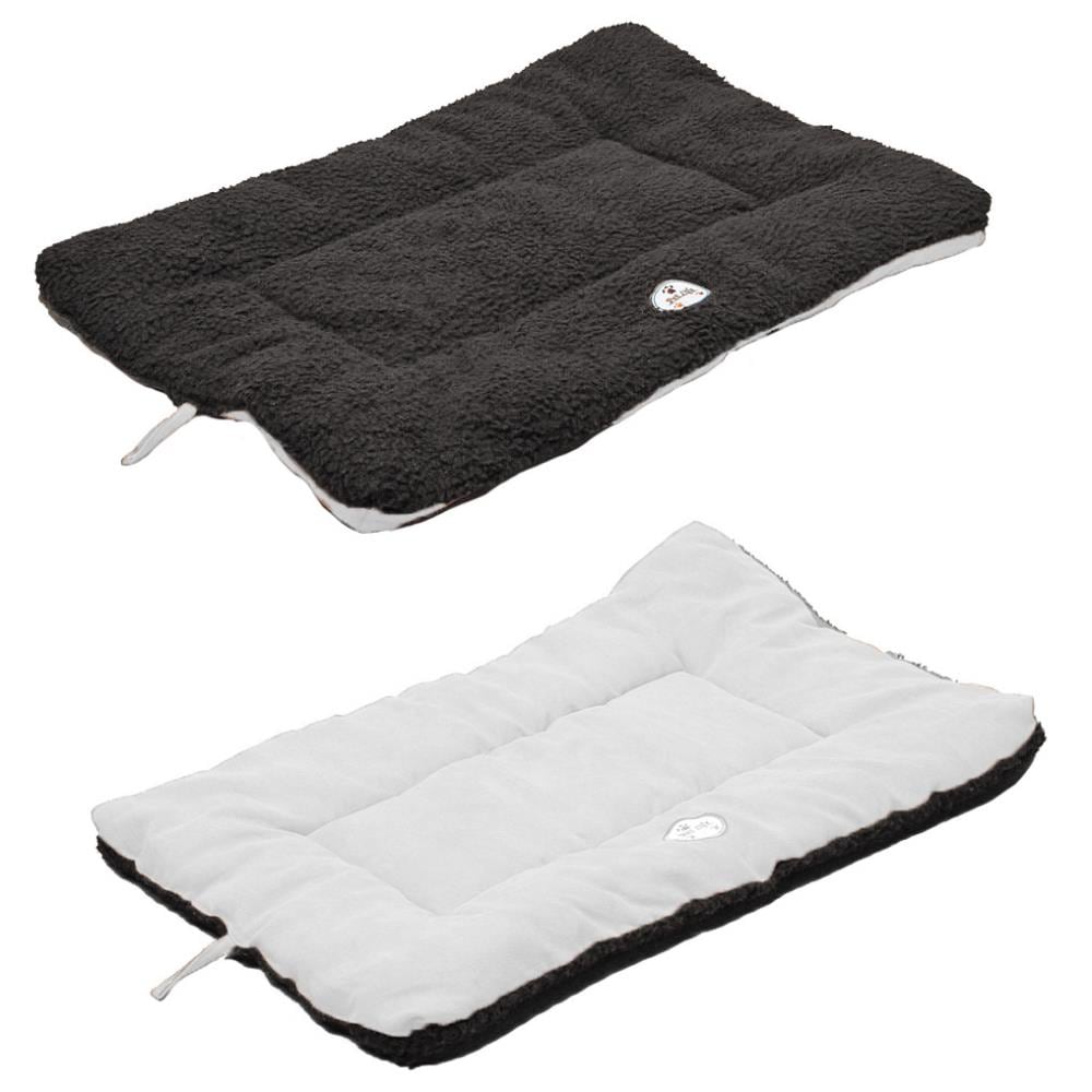 Pet Life PB1BWMD Rectangular Black and White Polyester, Fleece and Sherpa Dog Bed ( Medium )