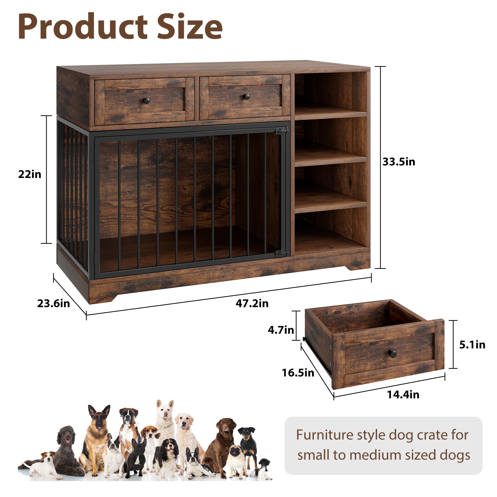 Photo inspiration: Fresh Look at Garvee 47 Inch Dog Crate Furniture For Large Dogs Dog