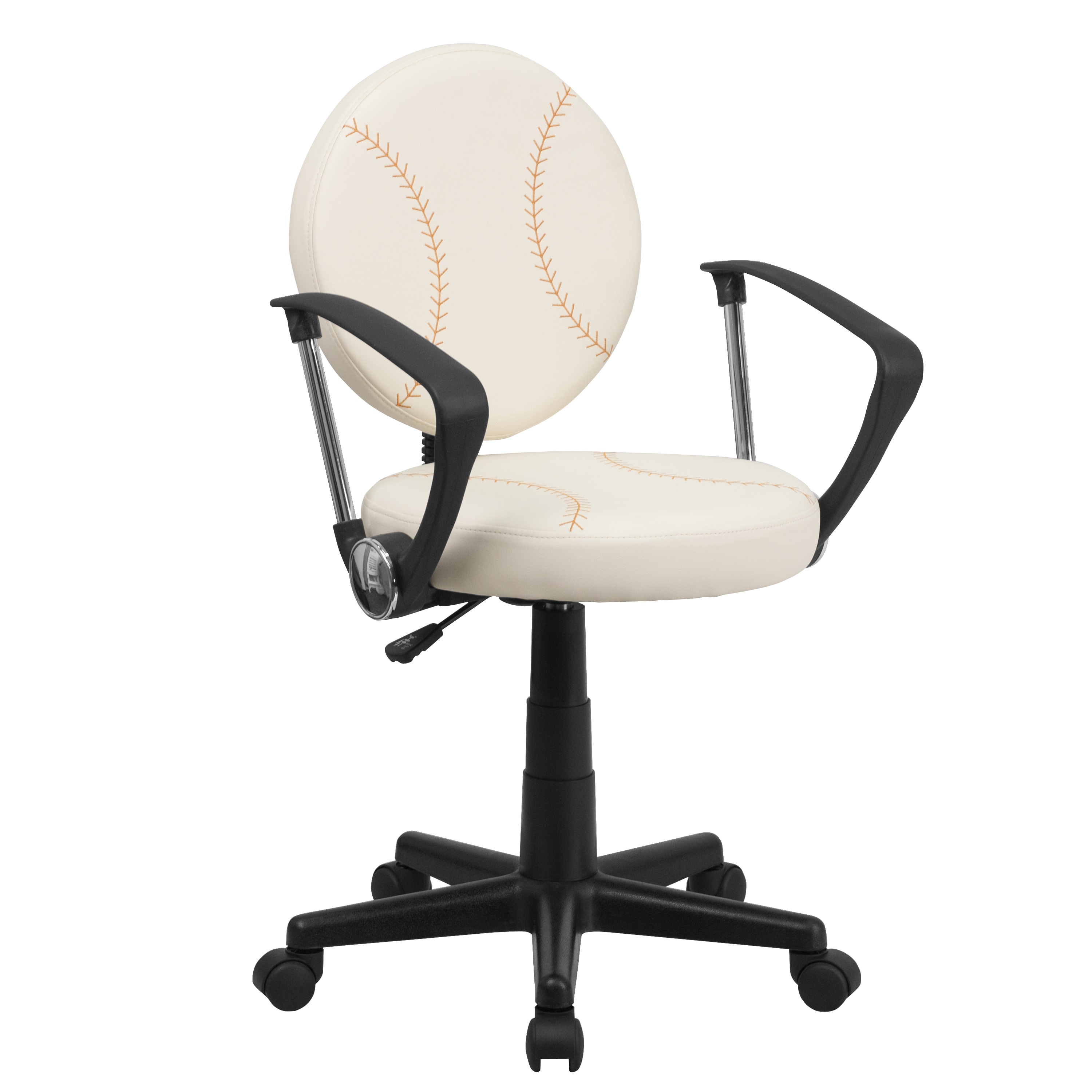 Emma + Oliver Baseball Swivel Task Office Chair with Arms