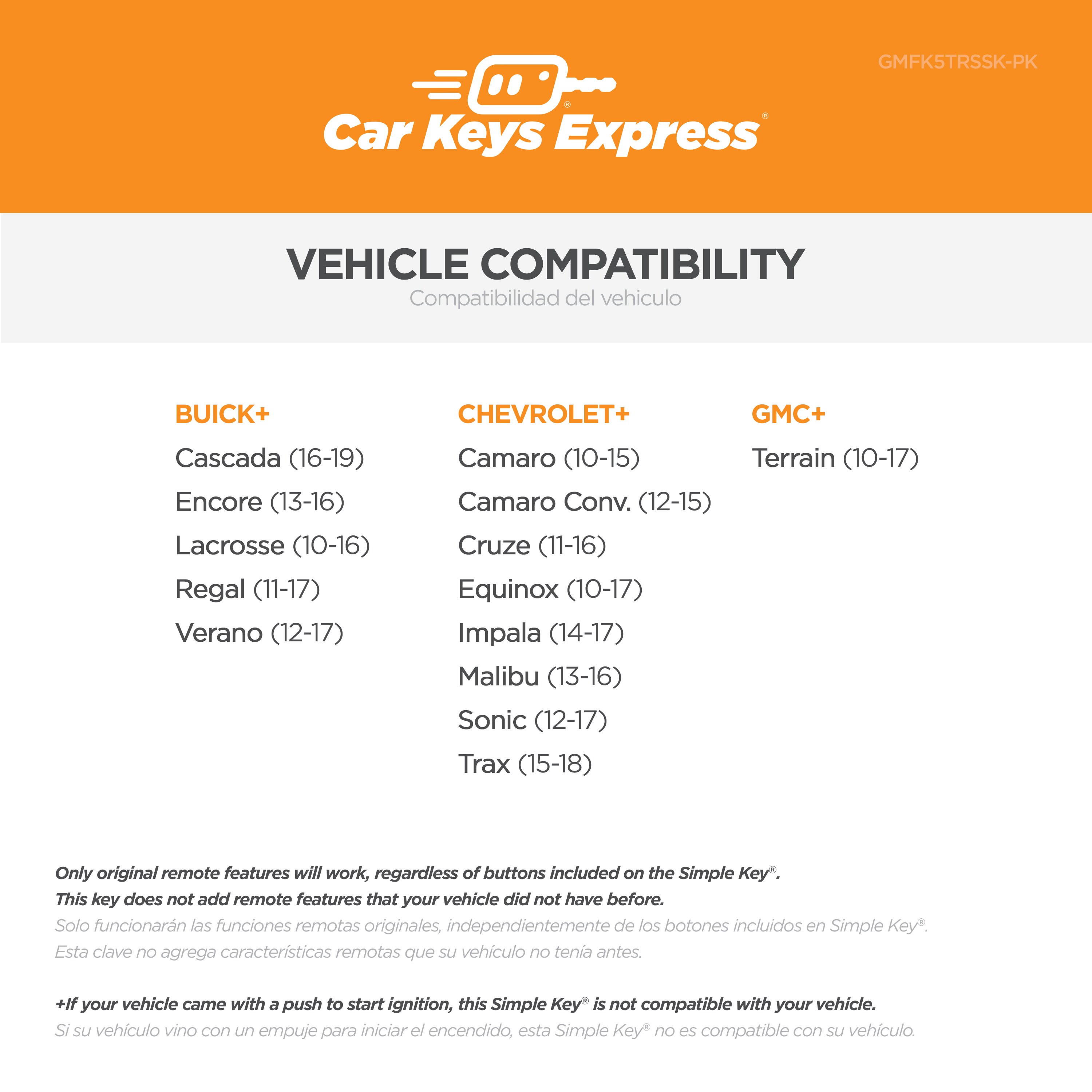 Car Keys Express GMFK5TRSSK-PK c060438 - View #2