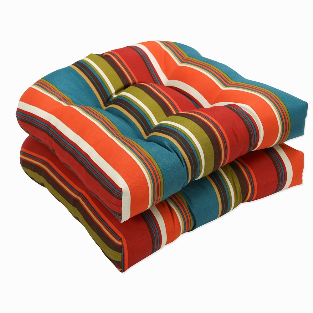 Pillow Perfect 500041 Westport Teal 19-in x 19-in 2 -Piece Red Patio chair cushion