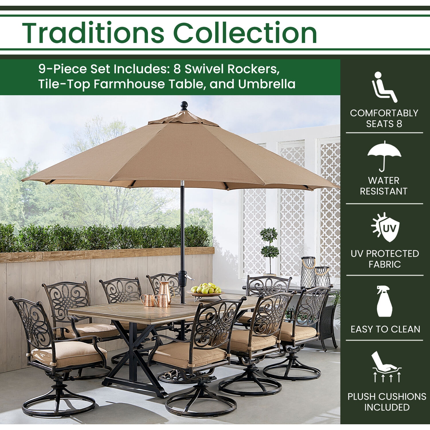 Hanover TRADDN9PTFSW8-SU-T Patio-Dining-Sets - View #3
