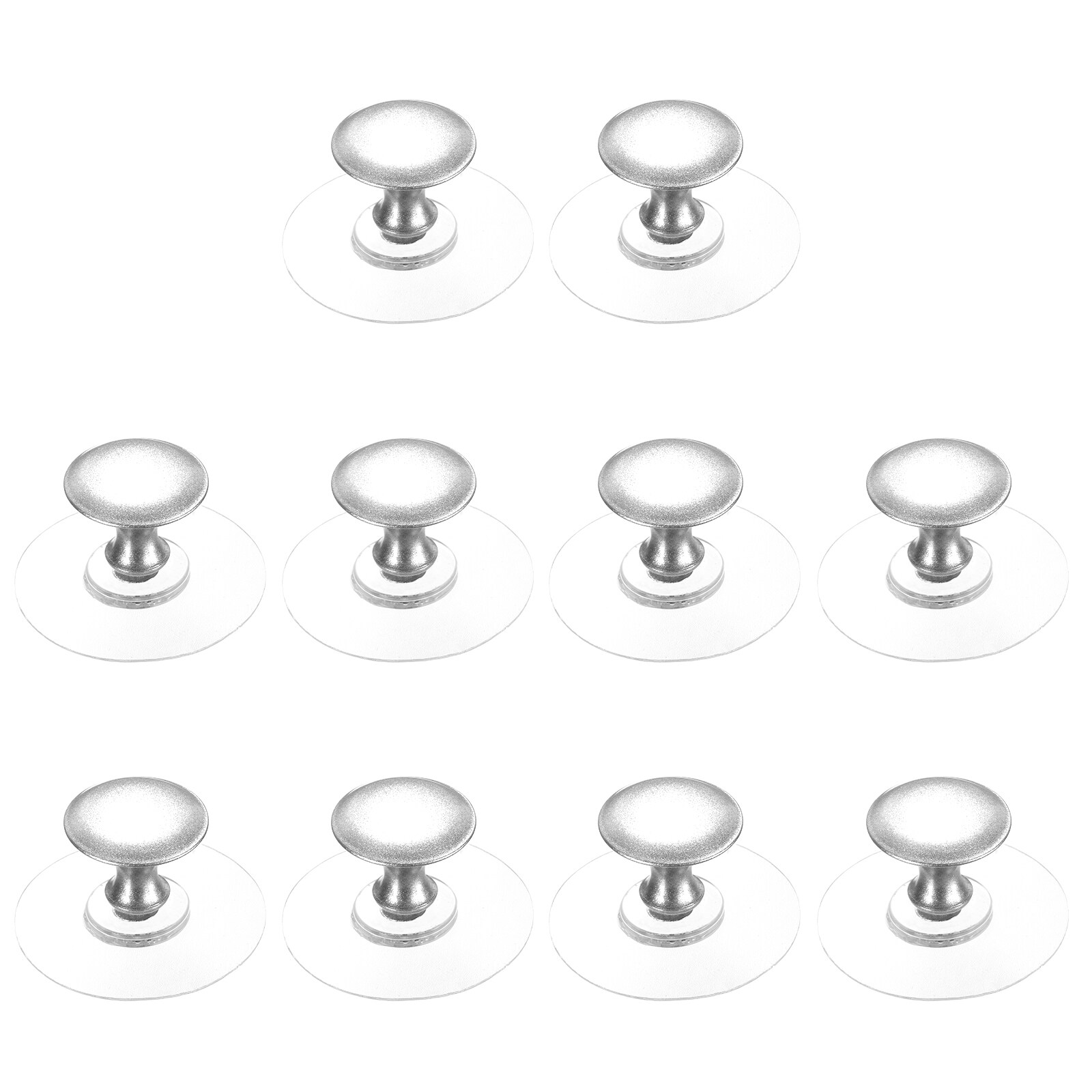 Unique Bargains 10pcs Adhesive Cabinet Knobs Stainless Steel Stick on Drawer Knobs Round Self-Stick Instant Cabinet Handle Pulls for Window Wardrobe Cupboard Drawer Closet Silver/Clear