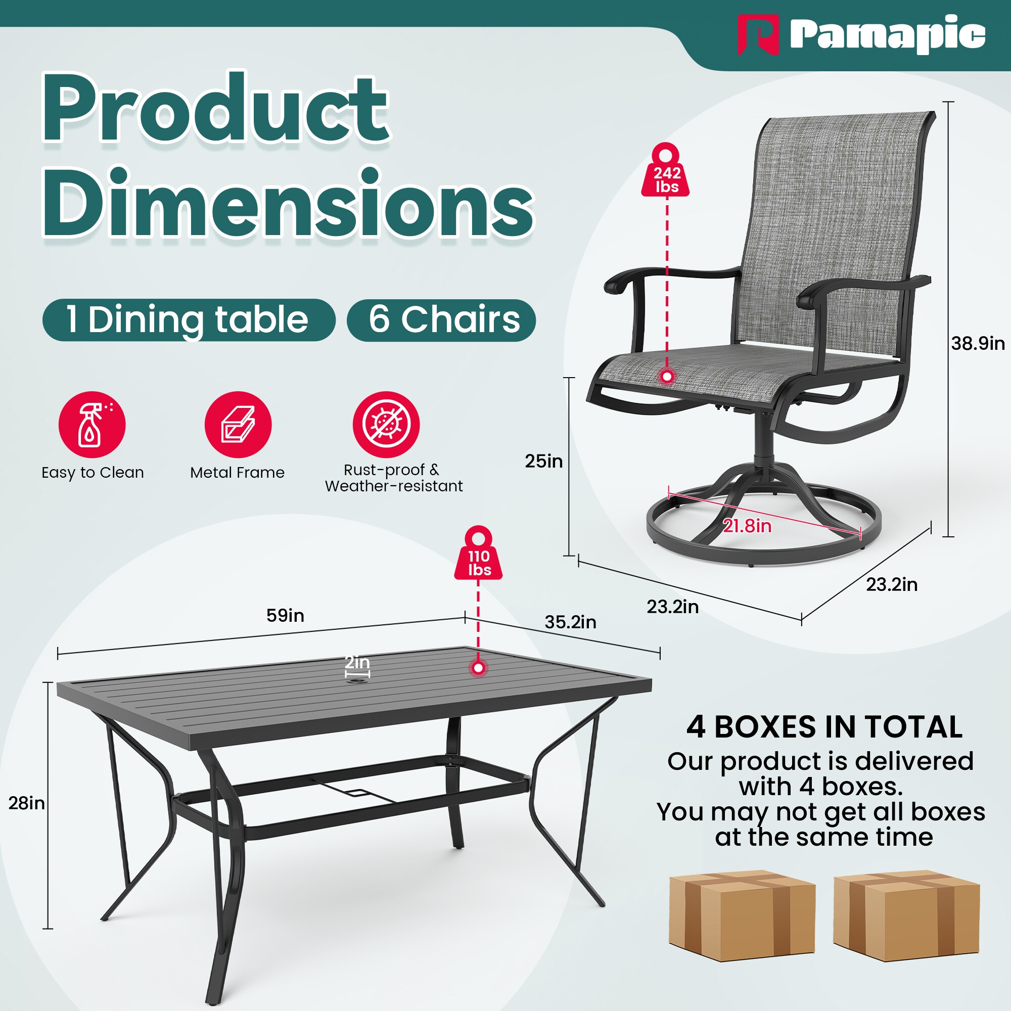 PamaPic TS-CZ-ZY-7JT-G-WL1 Patio-Dining-Sets - View #7