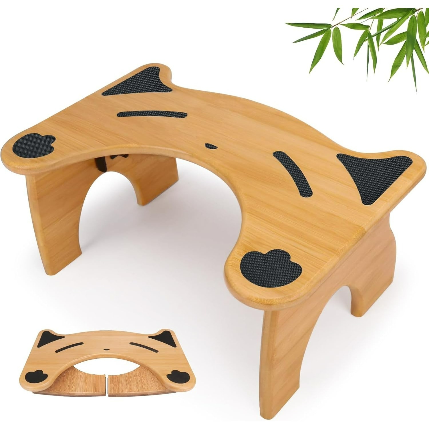 Paradigms Interiors 7 Inch Foldable Bamboo Toilet Stool with Non Slip Pads for Improved Bathroom Posture and Comfort
