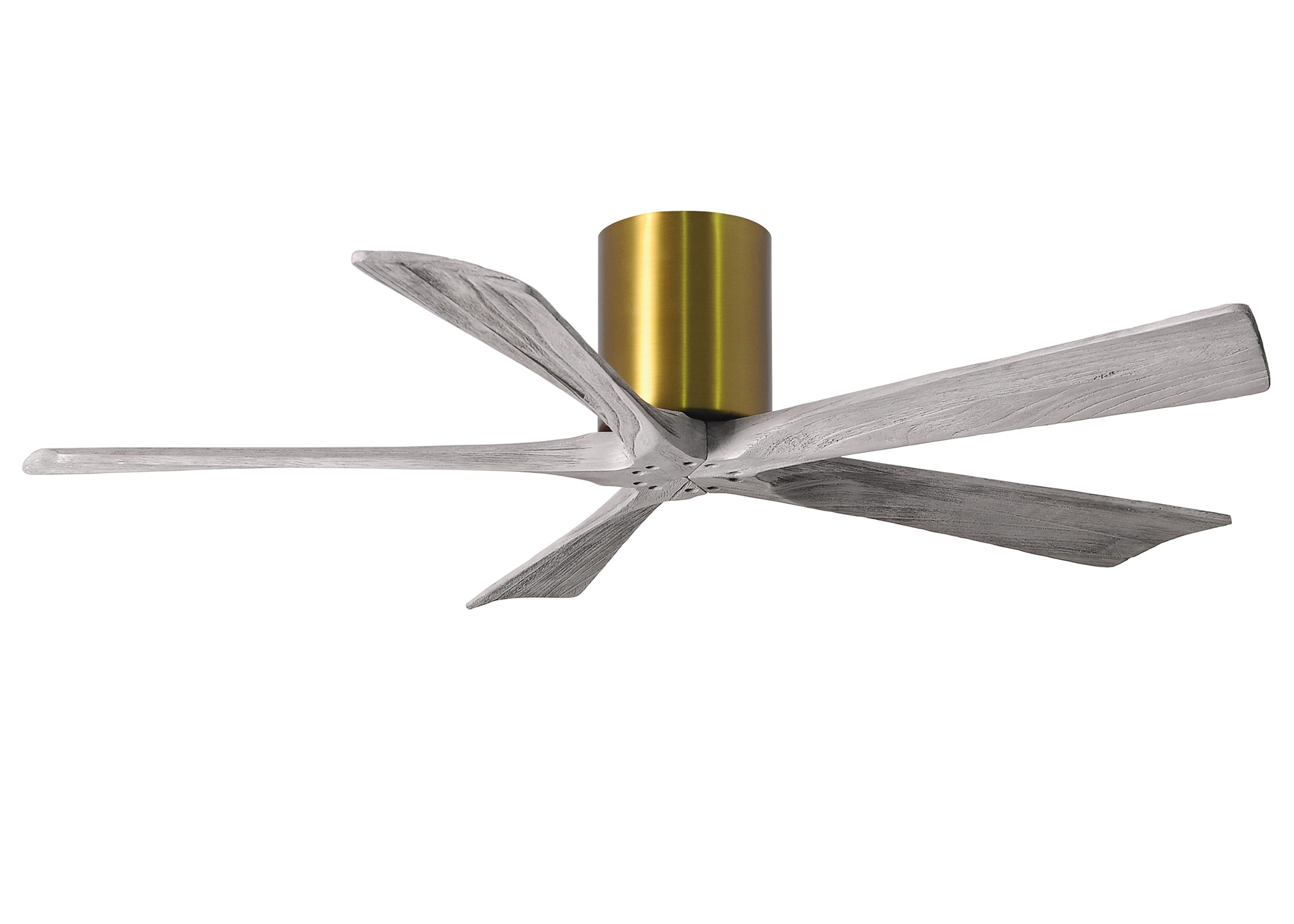 Matthews Fan Company Irene-H 52-in Brushed Brass with Barn Wood Tone Blades Indoor/Outdoor Flush Mount Ceiling Fan and Remote (5-Blade) -  IR5H-BRBR-BW-52