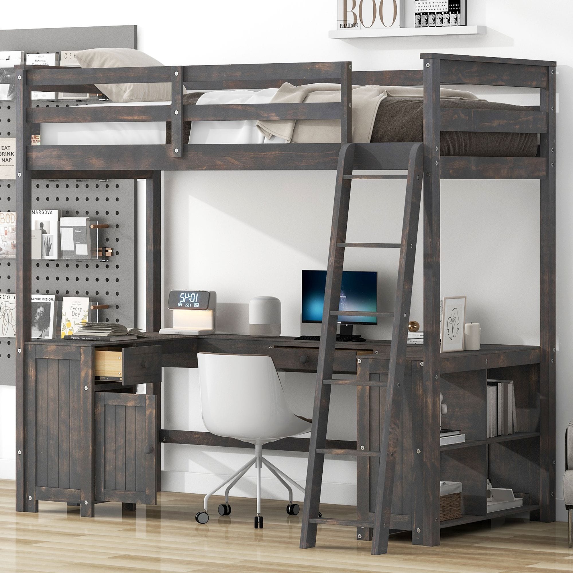 Yiekholo LL-1881AAD Gray Twin over full Bunk Bed