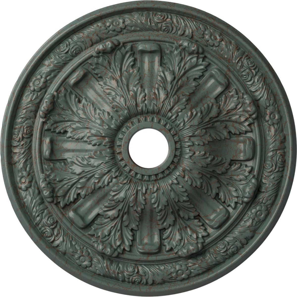Ekena Millwork CM30FLCBC Flagstone 30-in W x 30-in L Painted Cloud Burst Crackle Polyurethane Whole Ceiling Medallion