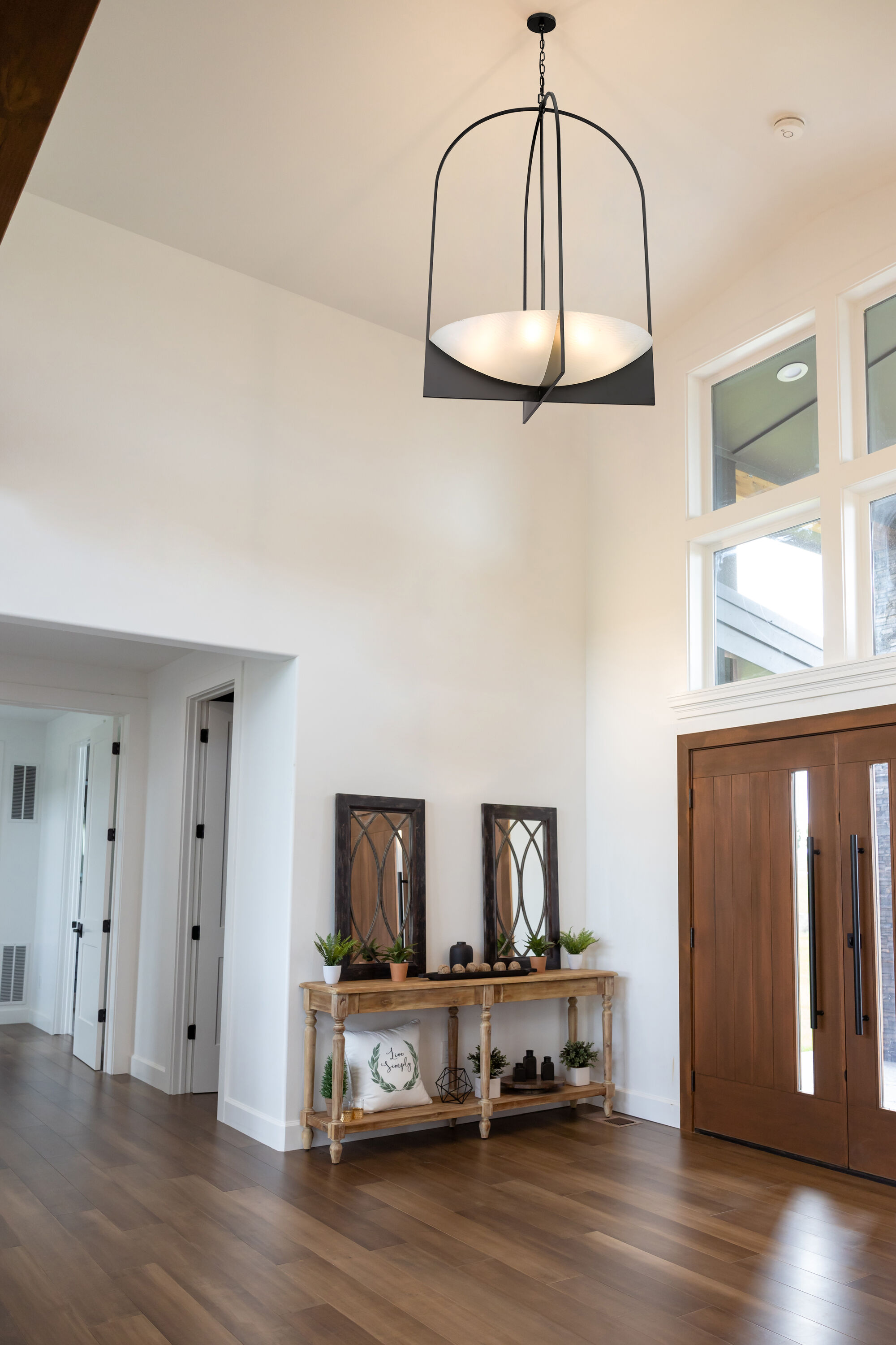 Matte Black Steel 8-Light Cage Chandelier
