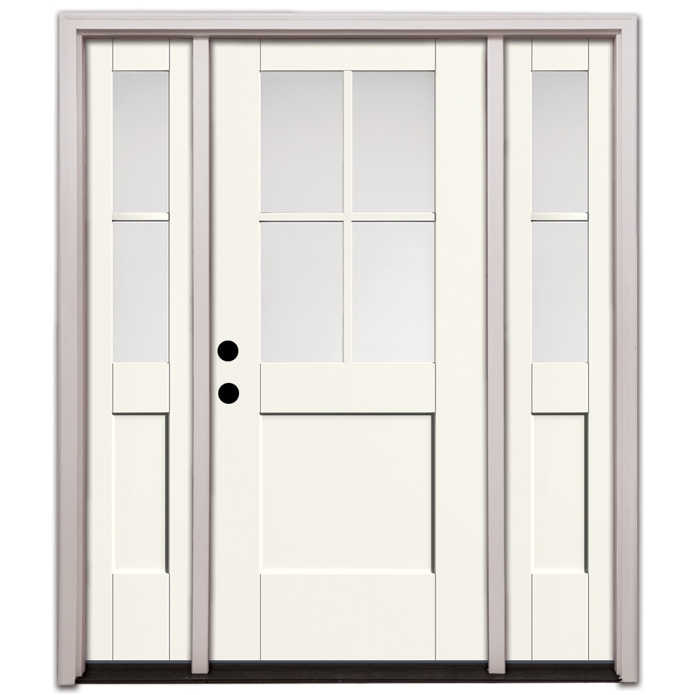 Therma Tru Entry Door 64-in x 80-in x 4-9/16-in Fiberglass Half lite Right-hand inswing Alpine Painted Prehung Front Door with Sidelights with Brickmould Insulating core #S4200XE-RIB4-12-AP