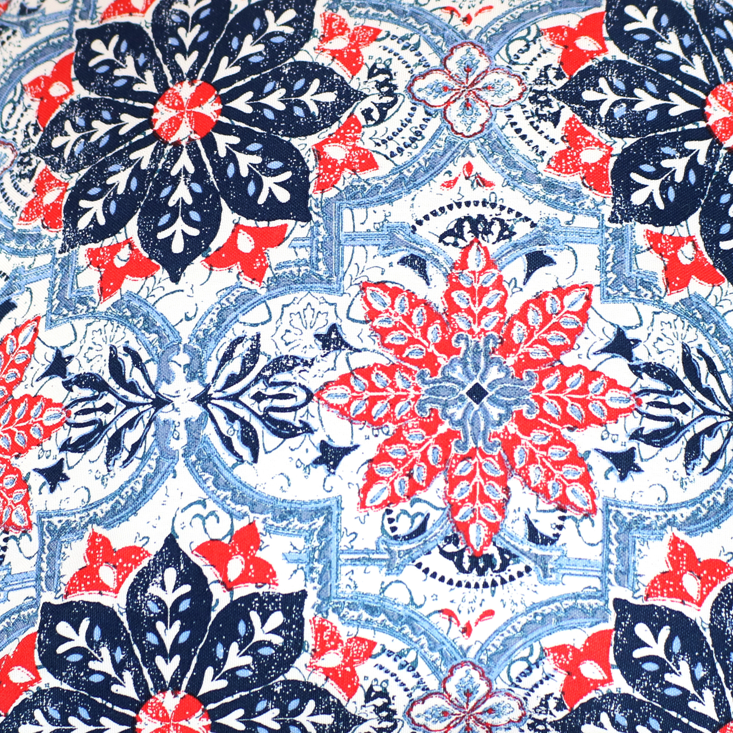 16" x 16" Blue and Red Floral Polyester Square Outdoor Throw Pillows, Set of 2