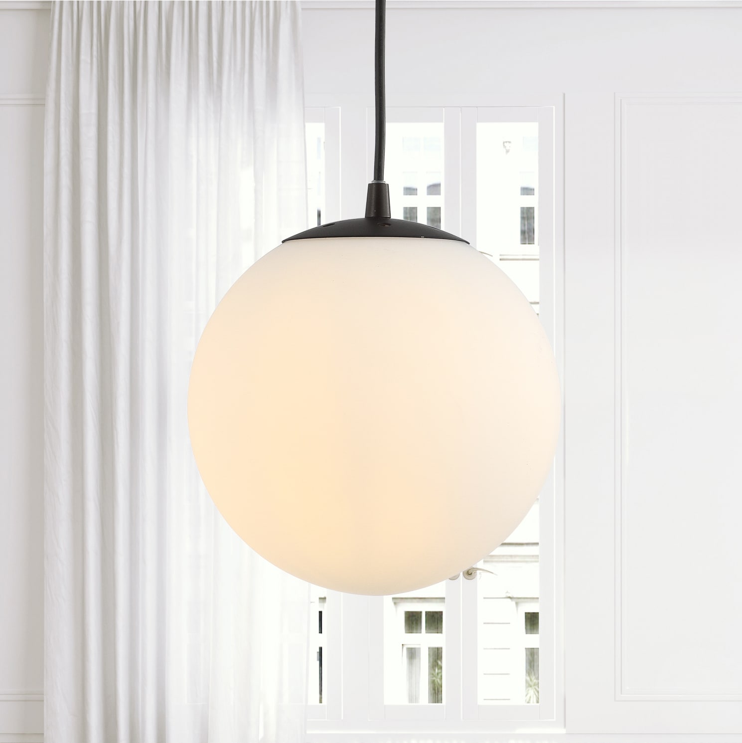 Photo 1 of (FAIR) JONATHAN  Y Bleecker 7.75" Metal/Glass White/Oil Rubbed Bronze Modern/Contemporary Globe LED Mini Hanging Pendant Light