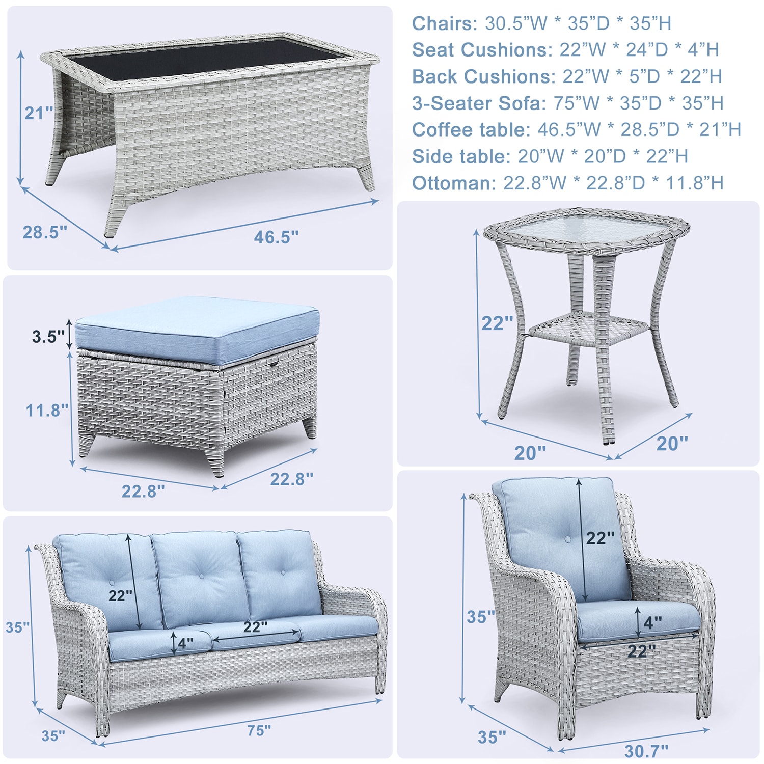 Rilyson FS76077074075072-BB Patio-Conversation-Sets - View #3