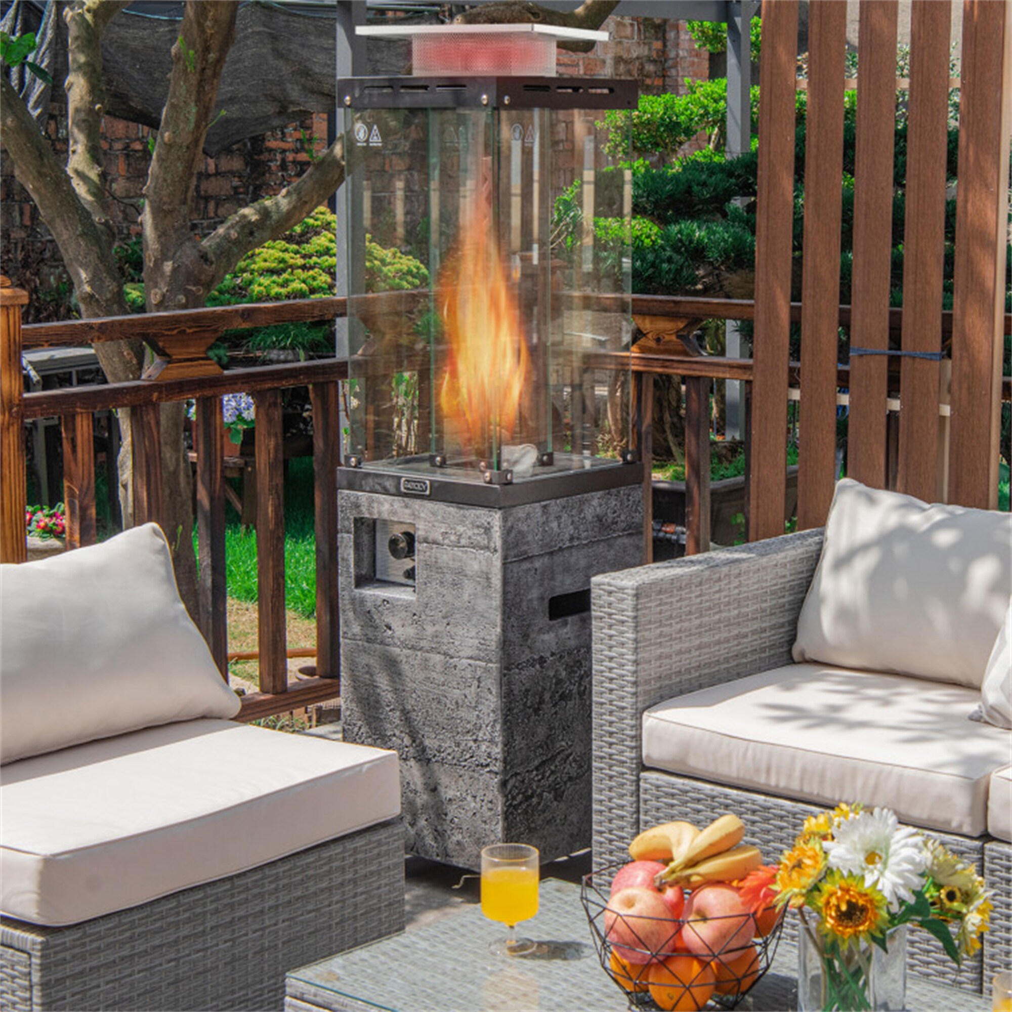 BABOOM BOM-P11219H-CO 41000 -BTU Dark Gray Composite Floorstanding Liquid propane Patio Heater