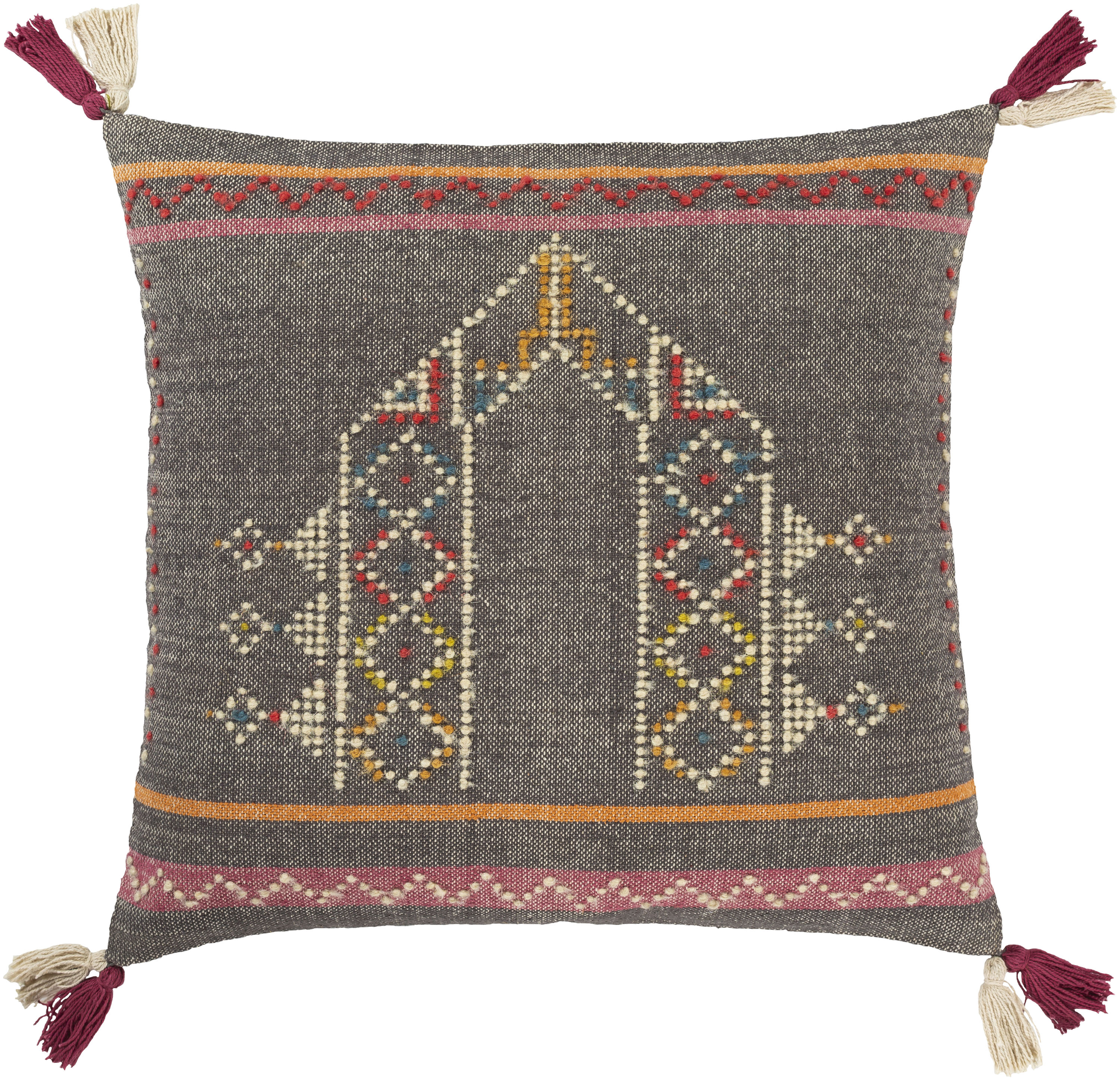 Surya DRI002-2020P Darian 20-in x 20-in Charcoal Indoor Decorative Pillow