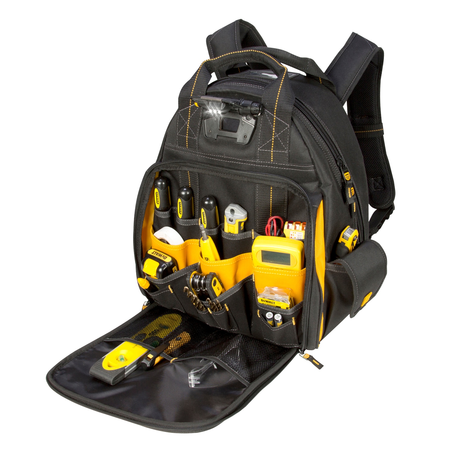 DEWALT Black/Yellow Polyester 8-in Zippered Backpack at
