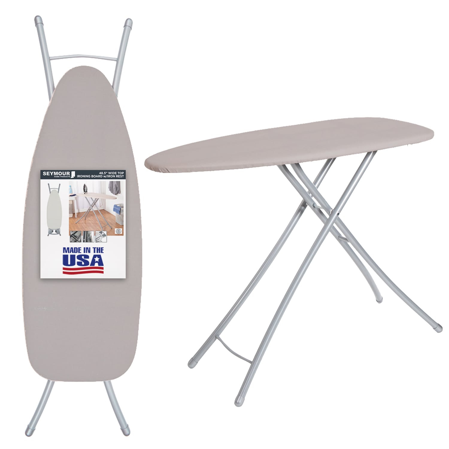 SEYMOUR HOME PRODUCTS 8144159 Gray Freestanding Folding ironing board ( 49-Inches x 18-Inches x 39-Inches )