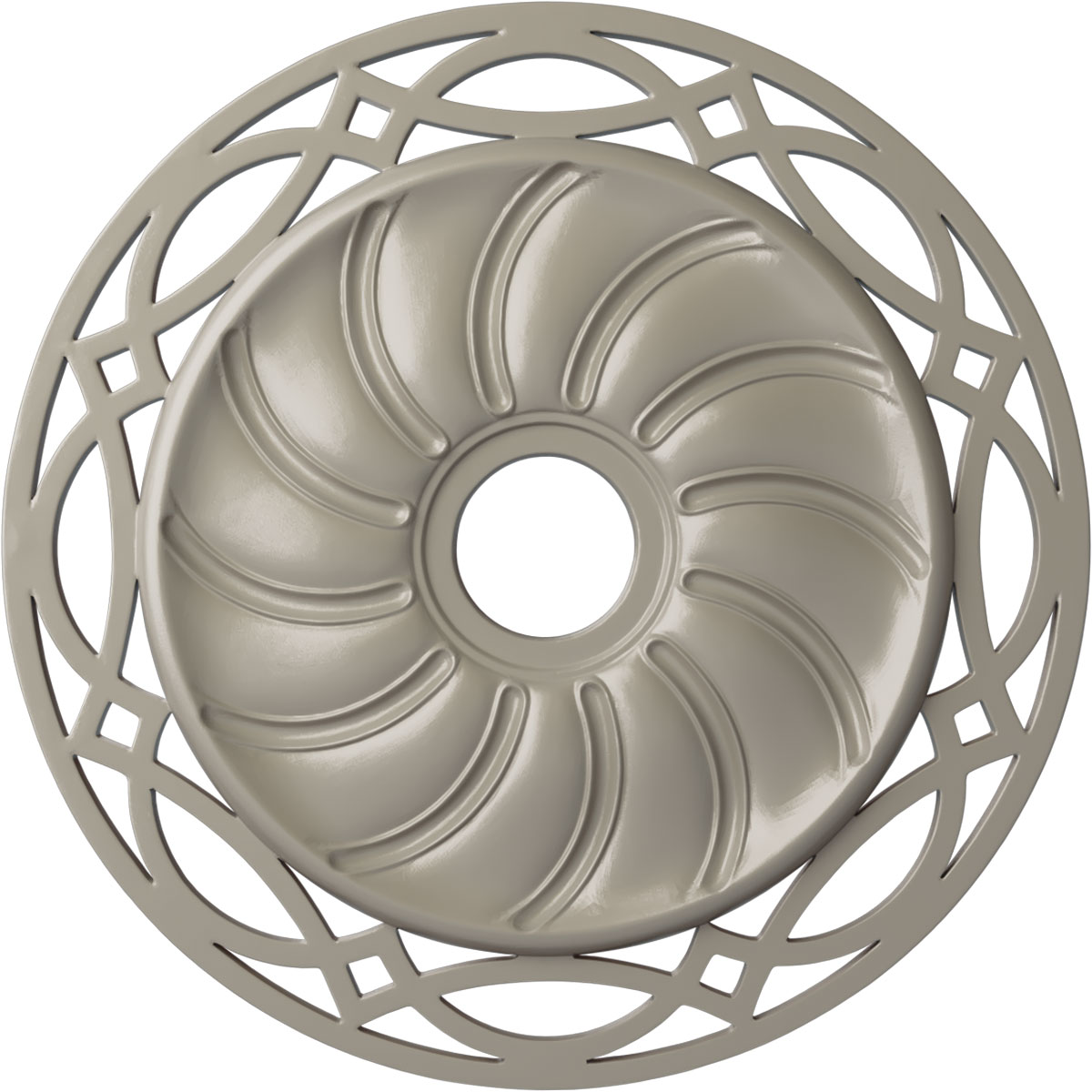 Ekena Millwork CM26LOPWS Loera 26.625-in W x 26.625-in L Painted Pearl White Polyurethane Whole Ceiling Medallion