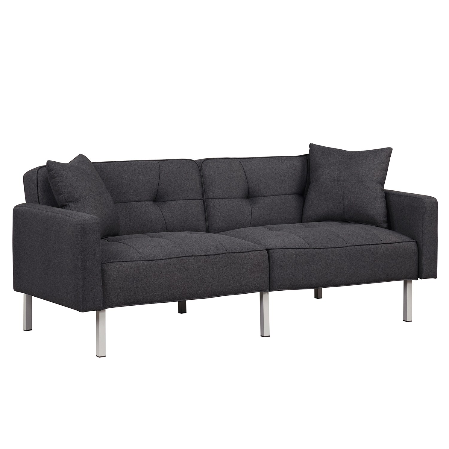 Bybafun YA3700193 75.6-Inches Modern Black Linen 2 -seater Reclining Loveseat