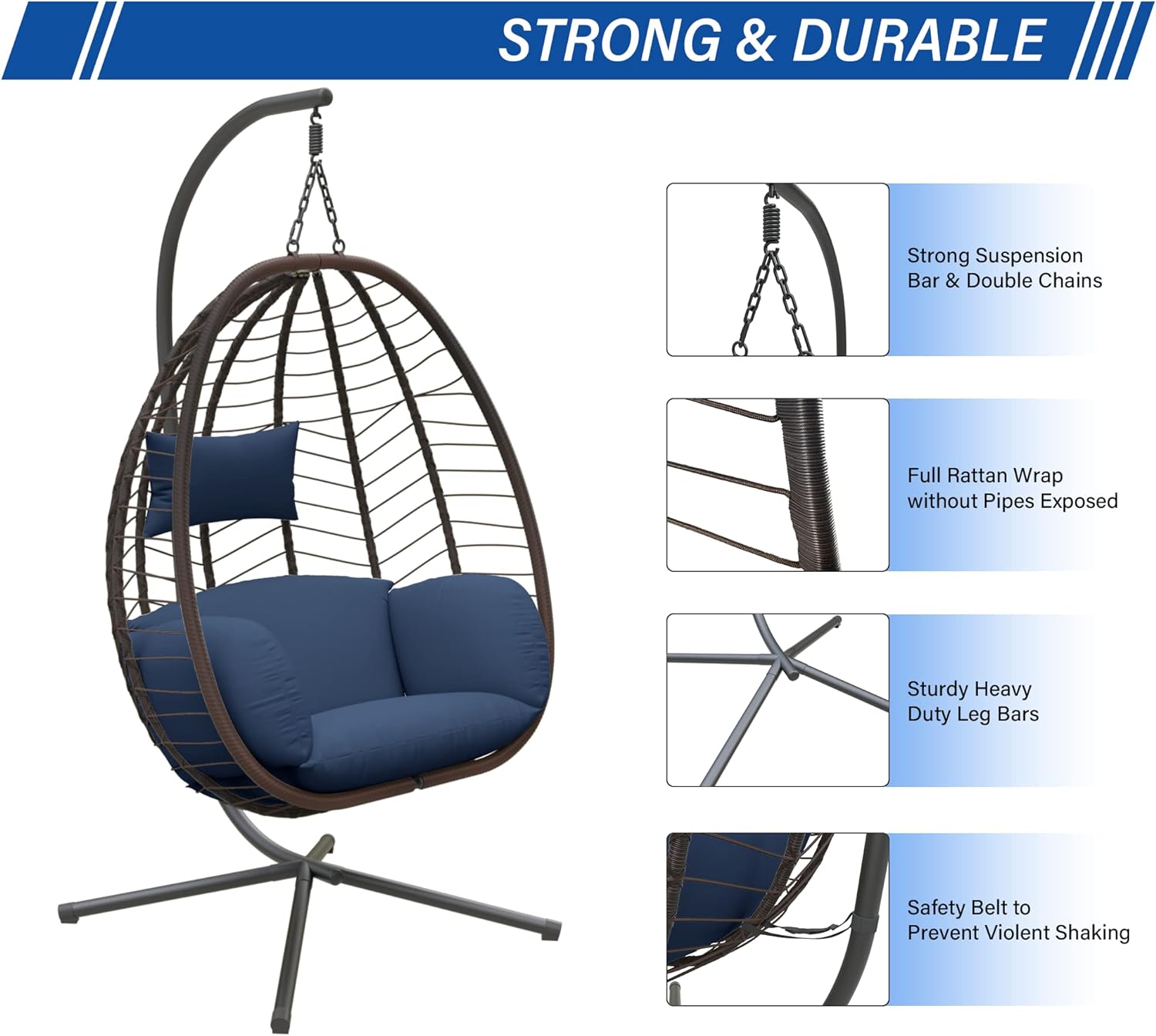 ALAULM LS-EGGCHAIR-NAVY Swing-Gliders - View #5