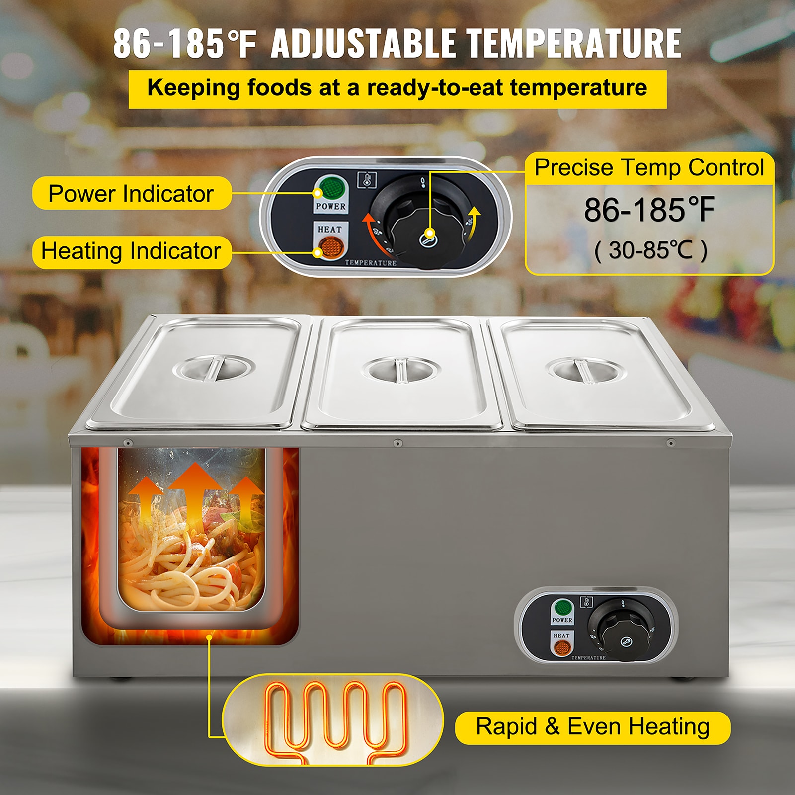 Dropship VEVOR Electric Buffet Server & Food Warmer, 25.6 X 15