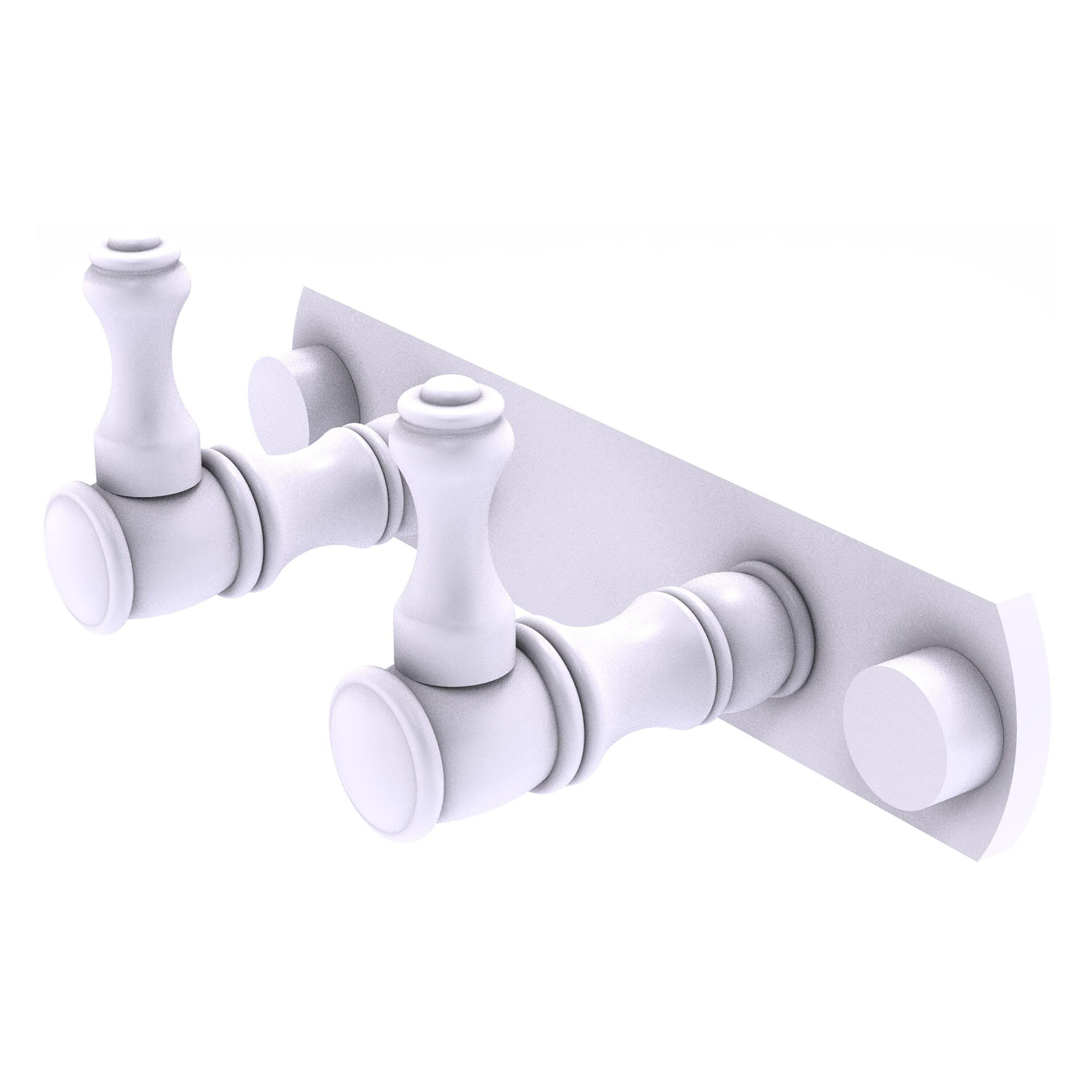 Allied Brass CL-20-2-WHM Carolina Matte White Double -Hook Wall mount Towel Hook