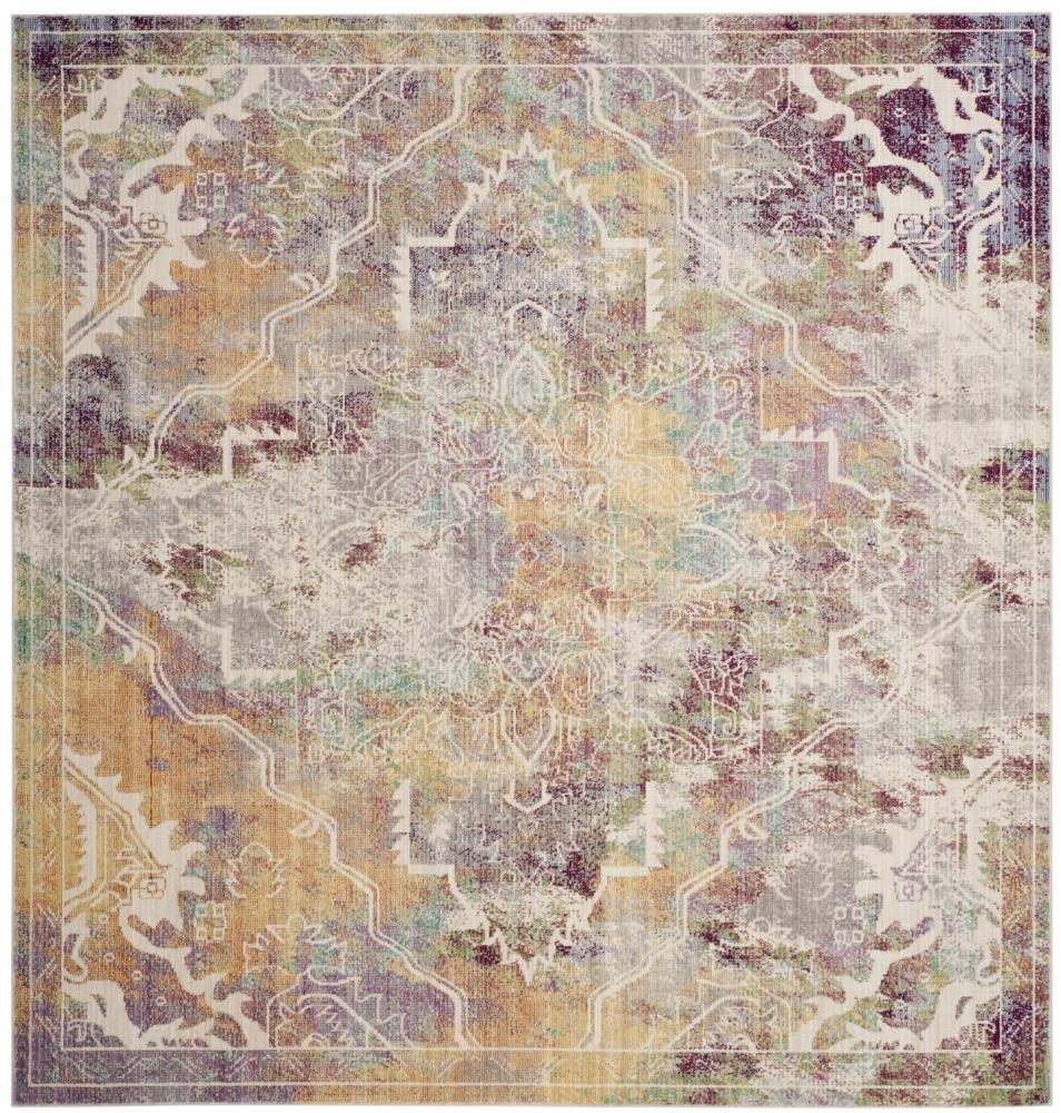 Safavieh MYS921M-7SQ Mystique Sirate 7 x 7 (ft) Loomed Polyester Multi Square Indoor Abstract Oriental Area rug