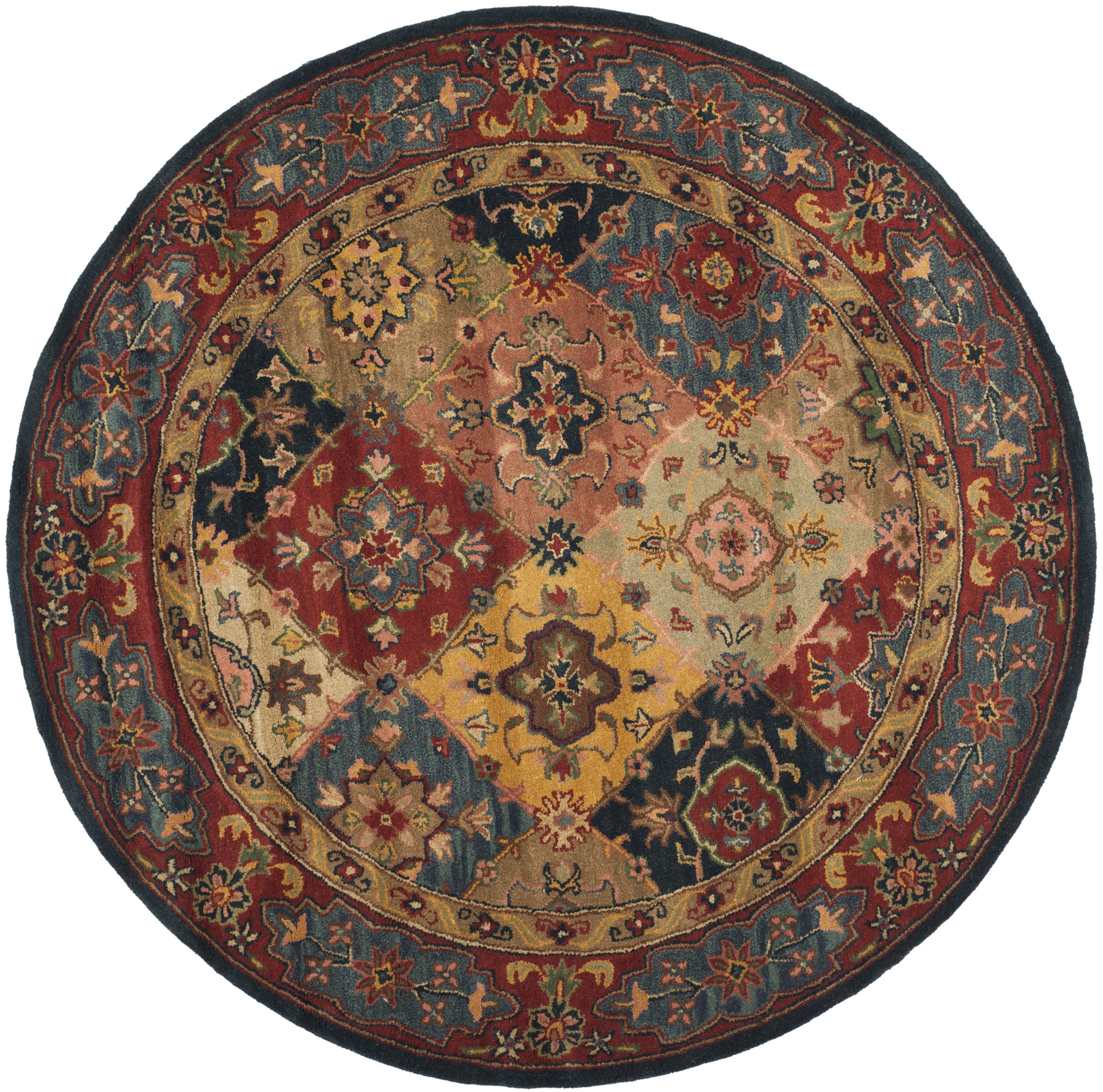 Heritage Red and Multicolor Hand-Tufted Wool Round Rug