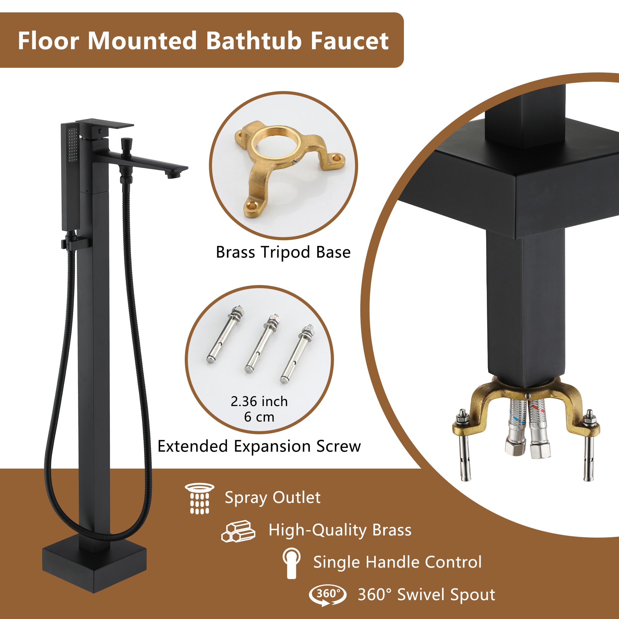 CASAINC TC08-ORB Roman-Tub-Faucets - View #4
