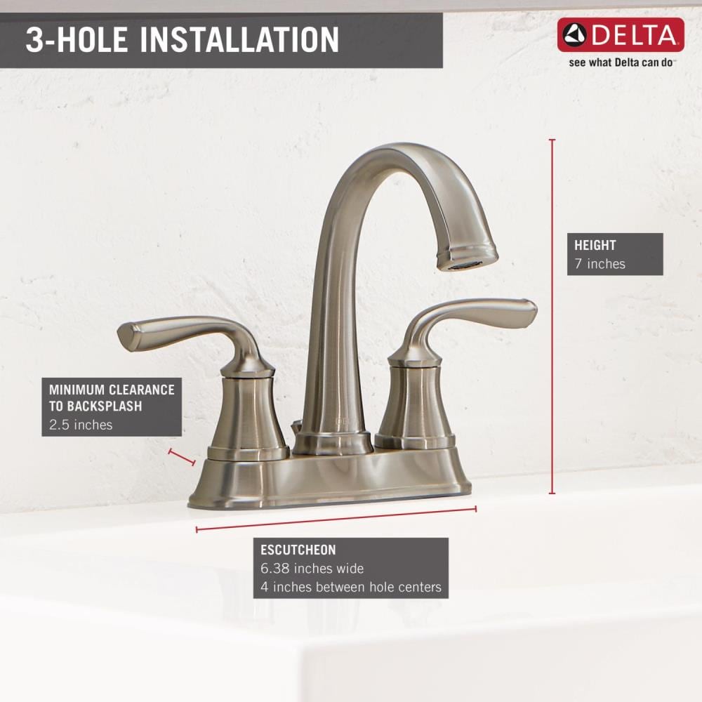 Delta Lorain Stainless 4in centerset 2Handle WaterSense Bathroom Sink