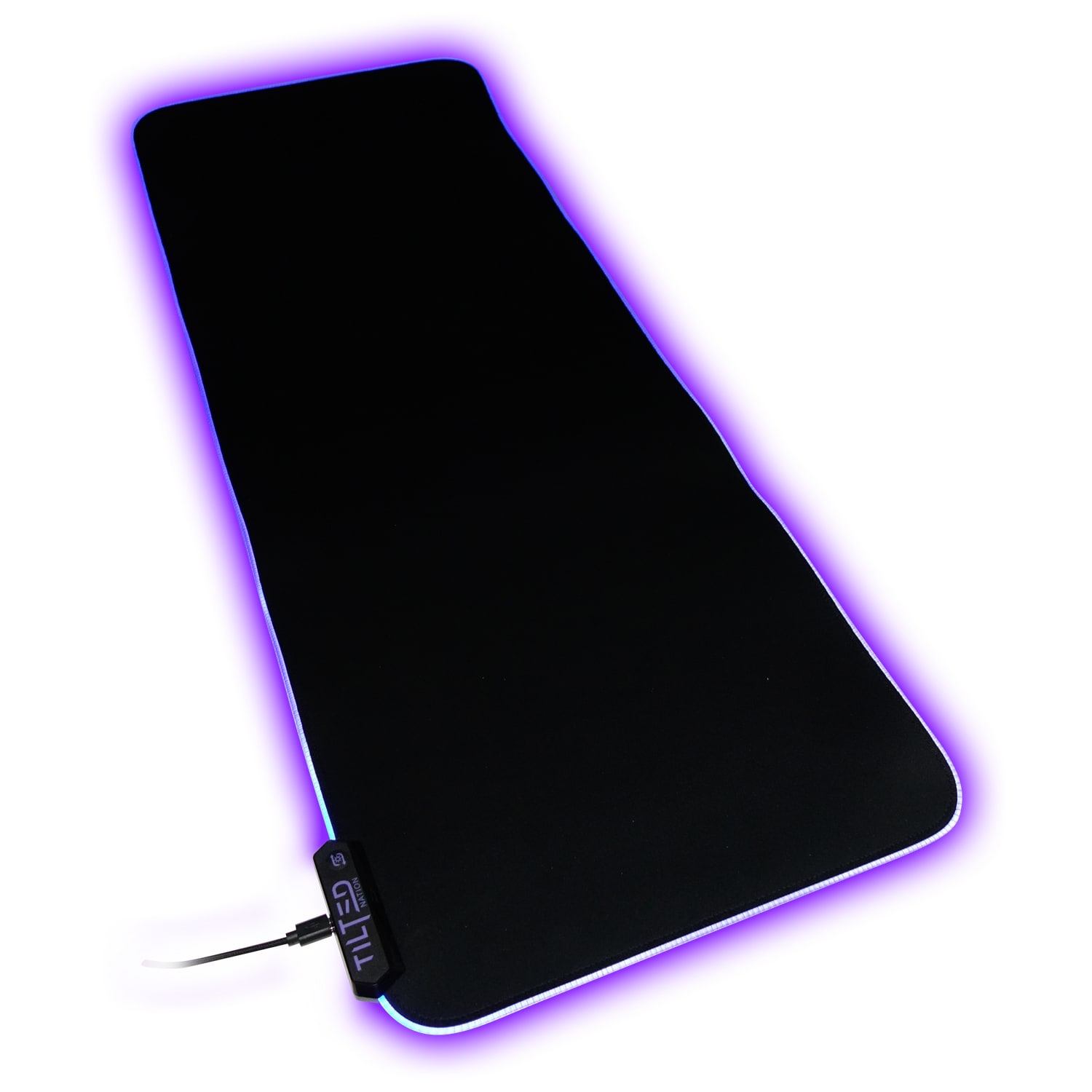 Macally Tilted Nation Extended Mouse Pad Large - RGB Mouse Pad LED Light Up - Mice and Keyboard Mat with Non-Slip Mousepad - Easy to Clean, Water Resistant Desk