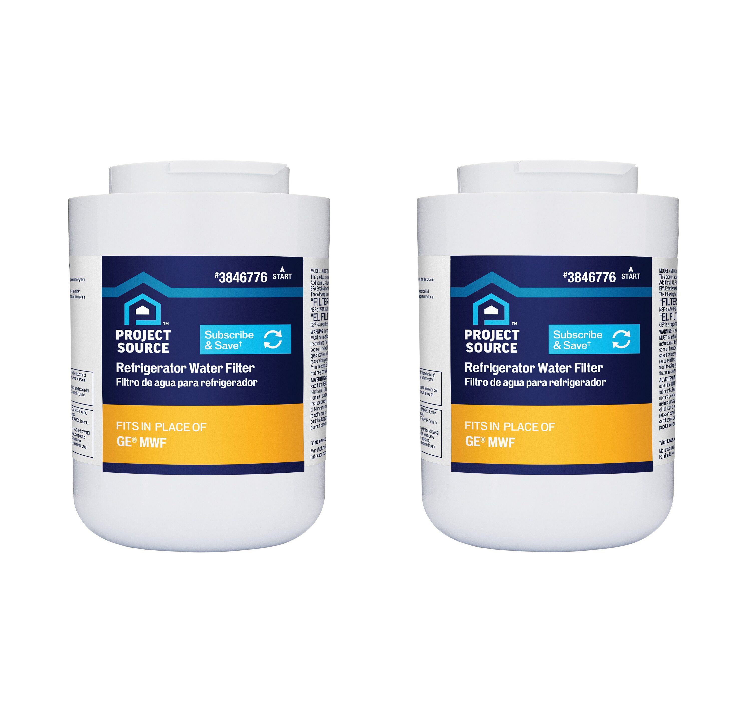 6-Month Twist-in Refrigerator Water Filter G-1-2 Fits GE MWF 2-Pack | - Project Source 108504