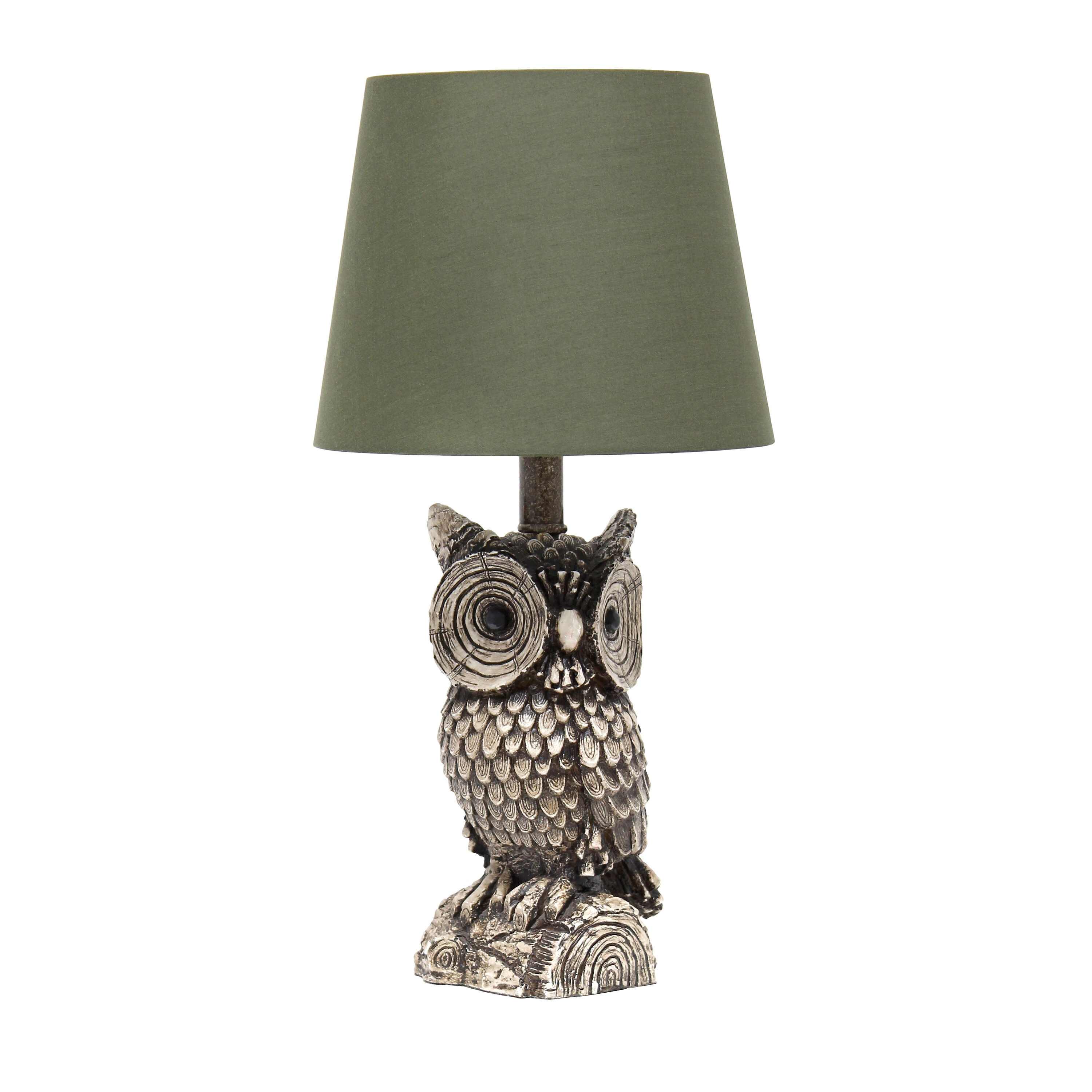 Simple Designs LT2098-GRN Woodland 19.85-in Brown/Green Table Lamp with Linen Shade