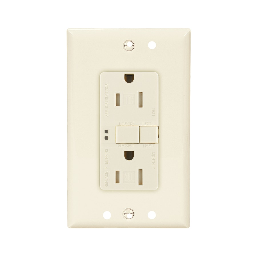 Eaton 15 Amp 125 Volt Tamper Resistant Gfci Residential Decorator Outlet With Wall Plate Light 