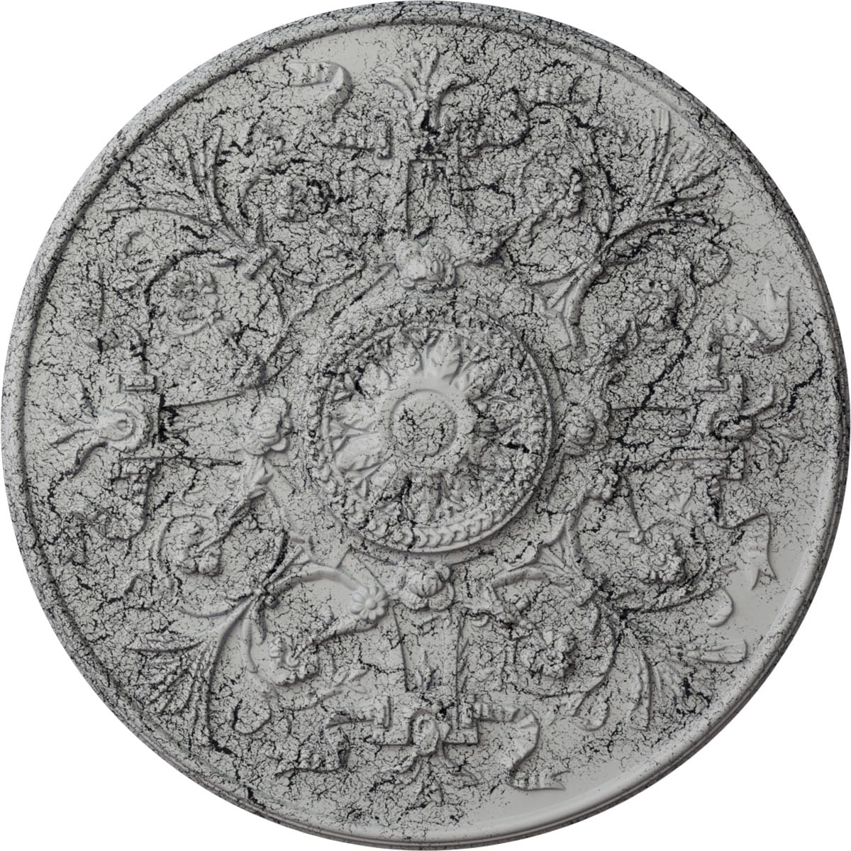 Ekena Millwork CM33VEUWC Versailles 33-in W x 33-in L Painted Ultra Pure White Crackle Polyurethane Whole Ceiling Medallion
