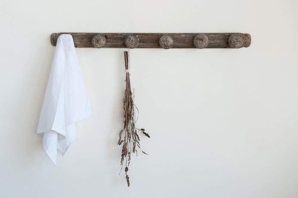 Creative Co-Op Distressed Wood Wall DEcor with 6 Hooks in the ...