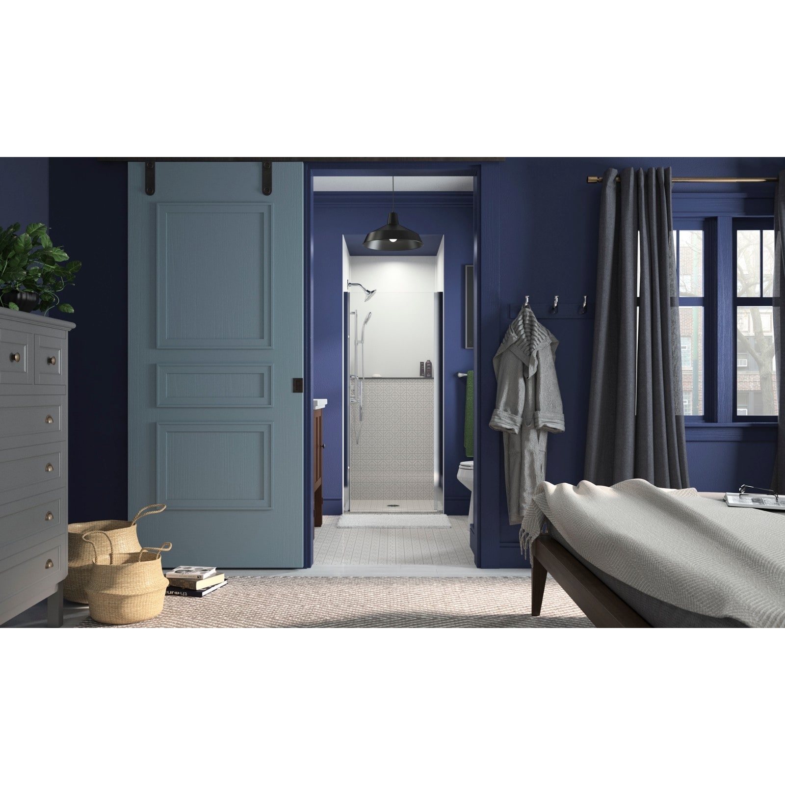 Finesse Peak Silver 31-in to 33-in W x 67-in H Semi-frameless Pivot Shower Door | - Sterling 5699-33S-G05