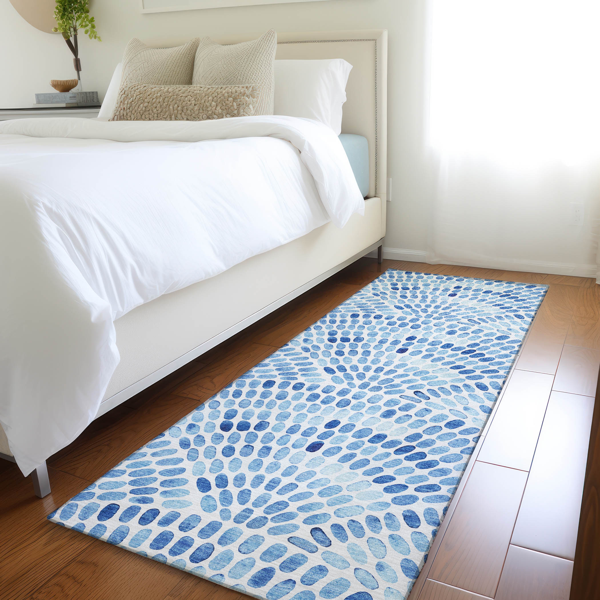 Addison Rugs AMF186BL2X8 Mayfield AMF186BL 2 x 7 (ft) Loomed Polyester Blue Rectangular Indoor Geometric Machine washable Area rug