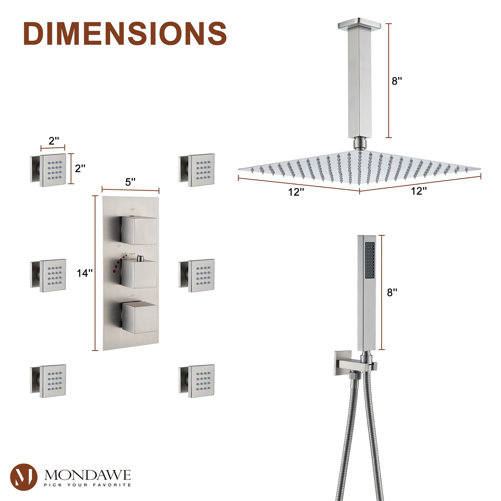 Mondawe MO-DT60591BG Showerhead-Bar-Panels - View #10