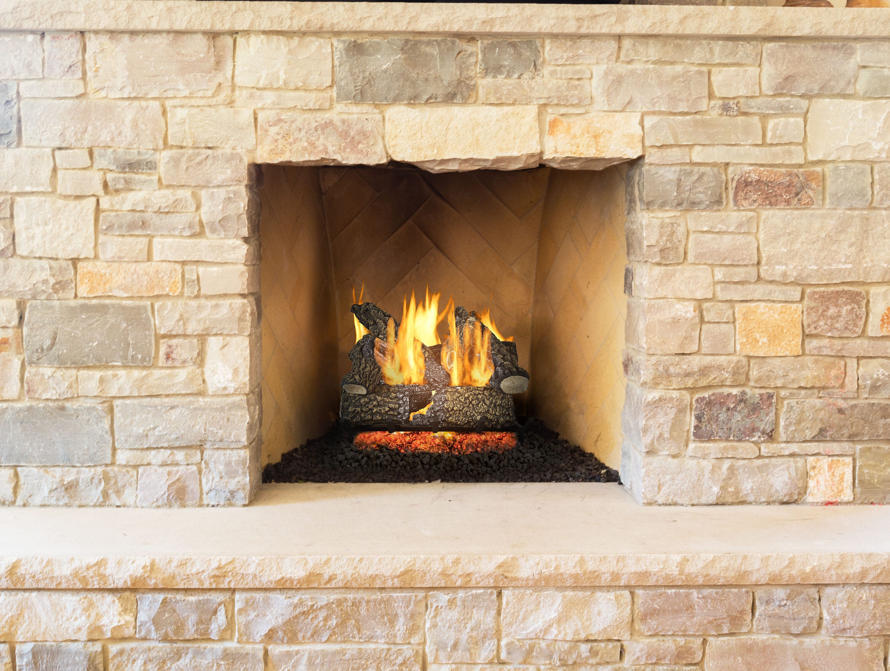 Pleasant Hearth 24-in 55000-BTU Liquid Propane Dual Vented Gas Fireplace Logs VL3-AA24D Sansujyuku sansujyuku.com