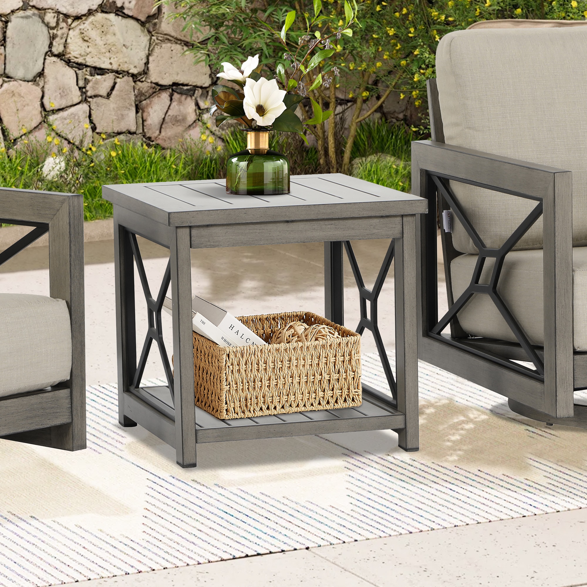 PEAK HOME FURNISHINGS 970454 MARINDO Outdoor Sectional with Beige and Aluminum Frame