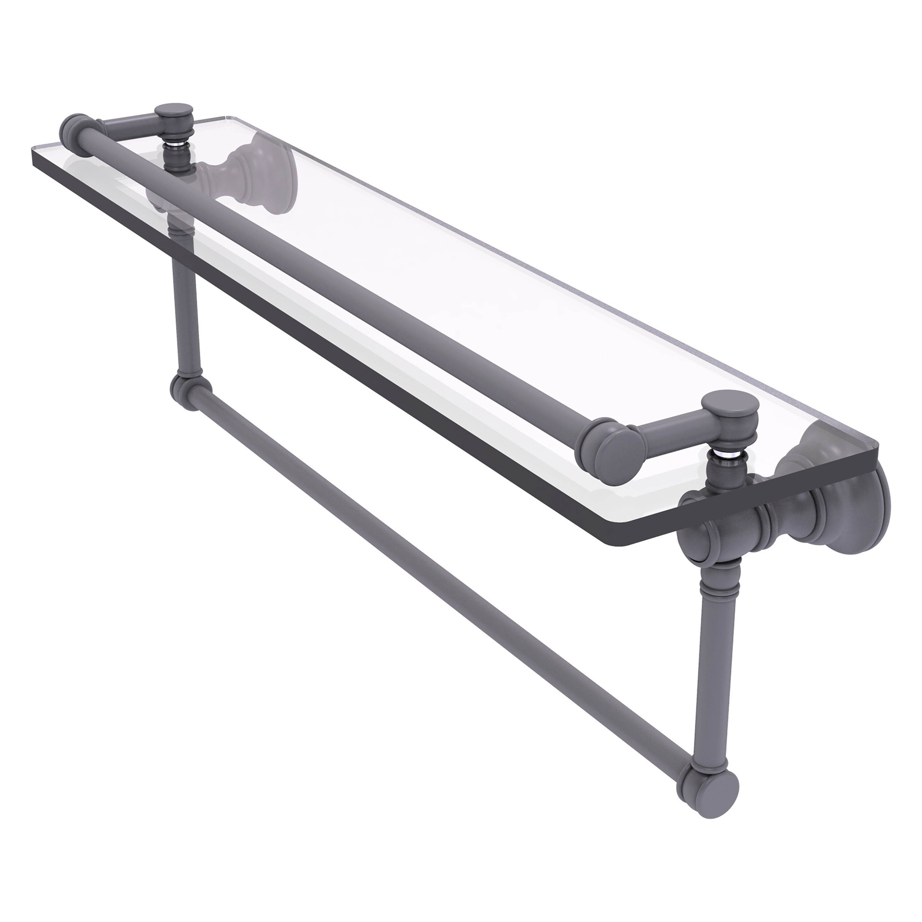 Allied Brass CL-1-22TB-GAL-GYM Carolina Matte Gray 1-Tier Wall Mount Bathroom Shelf (22-in x 7.4-in x 5-in)